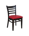 Chaise bistro en bois assise tapissée rouge
